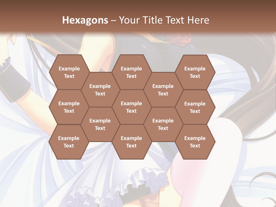 A Girl With Long Brown Hair And A Black Top Is Posing In Front Of A PowerPoint Template