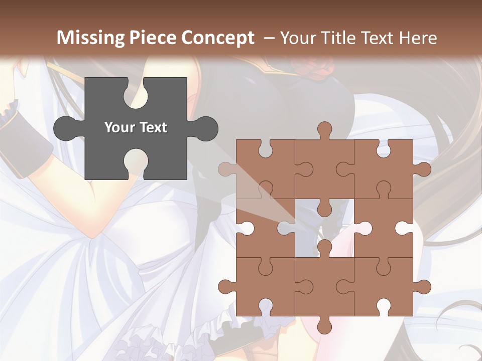 A Girl With Long Brown Hair And A Black Top Is Posing In Front Of A PowerPoint Template