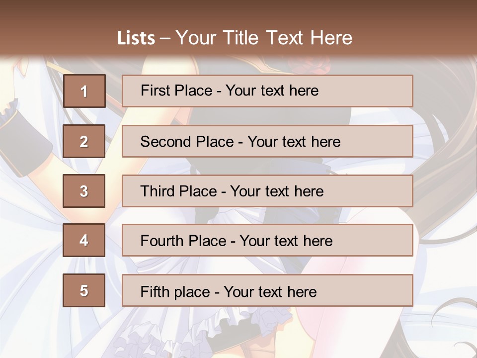 A Girl With Long Brown Hair And A Black Top Is Posing In Front Of A PowerPoint Template