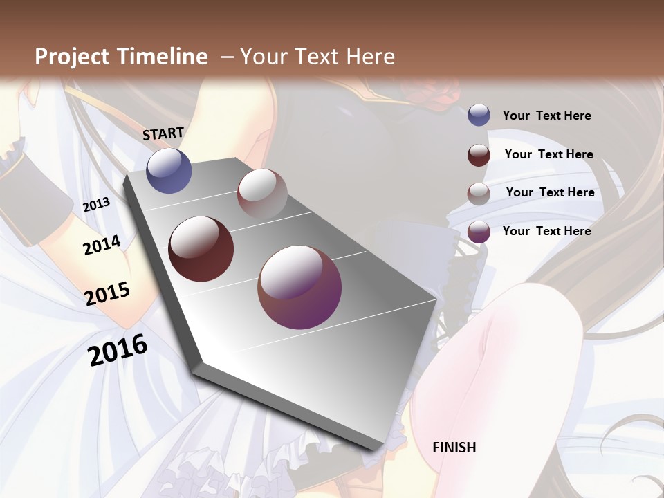 A Girl With Long Brown Hair And A Black Top Is Posing In Front Of A PowerPoint Template