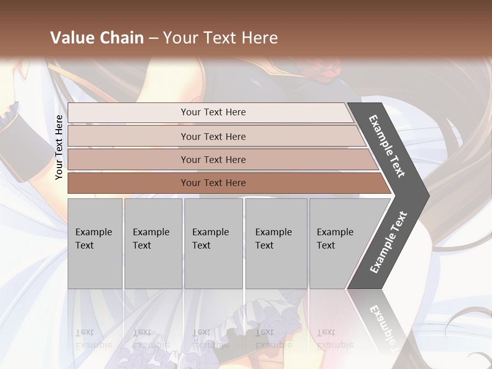 A Girl With Long Brown Hair And A Black Top Is Posing In Front Of A PowerPoint Template