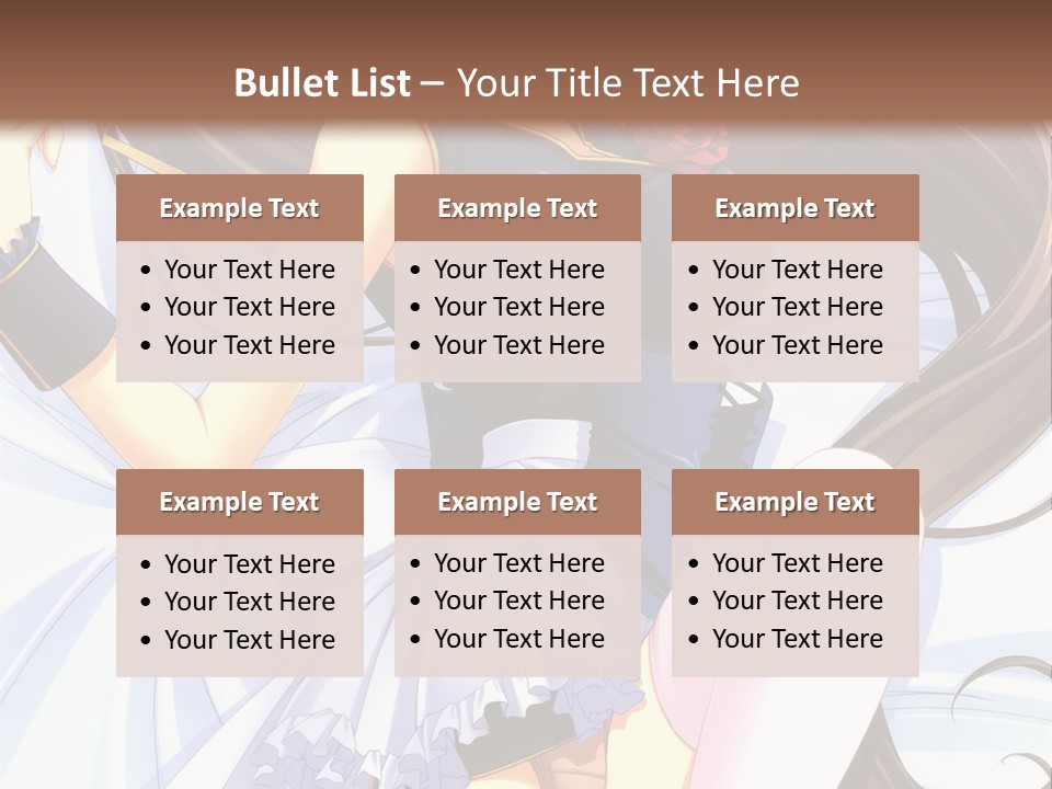 A Girl With Long Brown Hair And A Black Top Is Posing In Front Of A PowerPoint Template