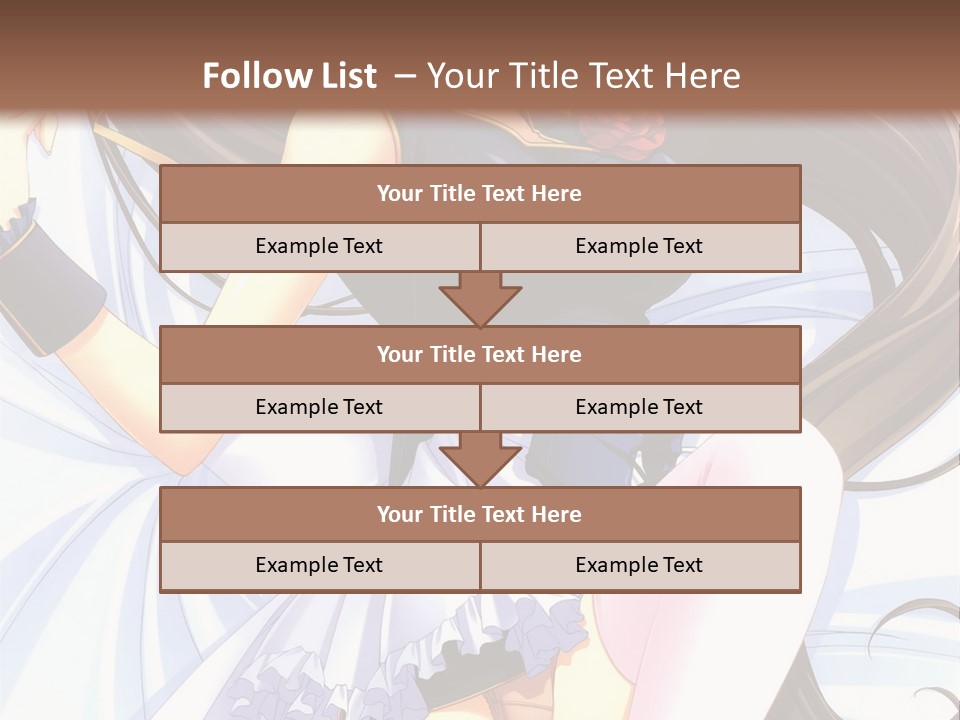 A Girl With Long Brown Hair And A Black Top Is Posing In Front Of A PowerPoint Template