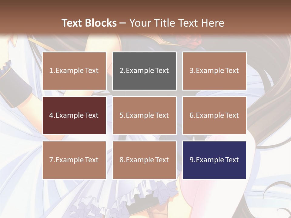 A Girl With Long Brown Hair And A Black Top Is Posing In Front Of A PowerPoint Template