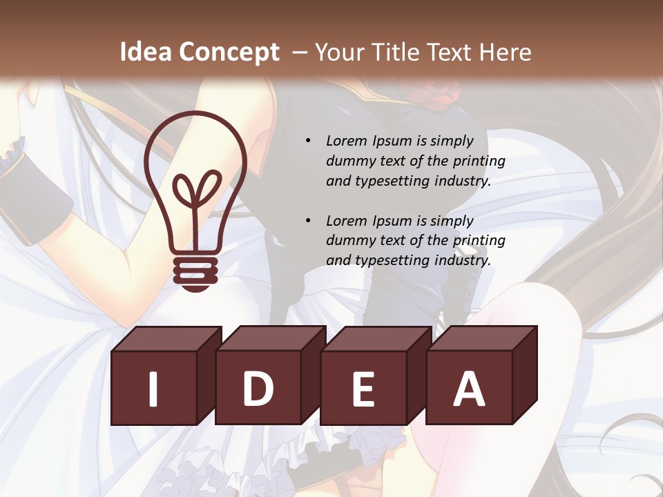 A Girl With Long Brown Hair And A Black Top Is Posing In Front Of A PowerPoint Template