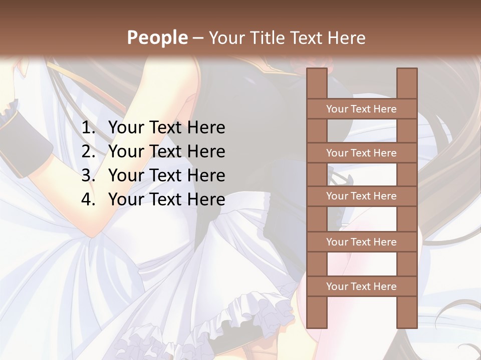 A Girl With Long Brown Hair And A Black Top Is Posing In Front Of A PowerPoint Template