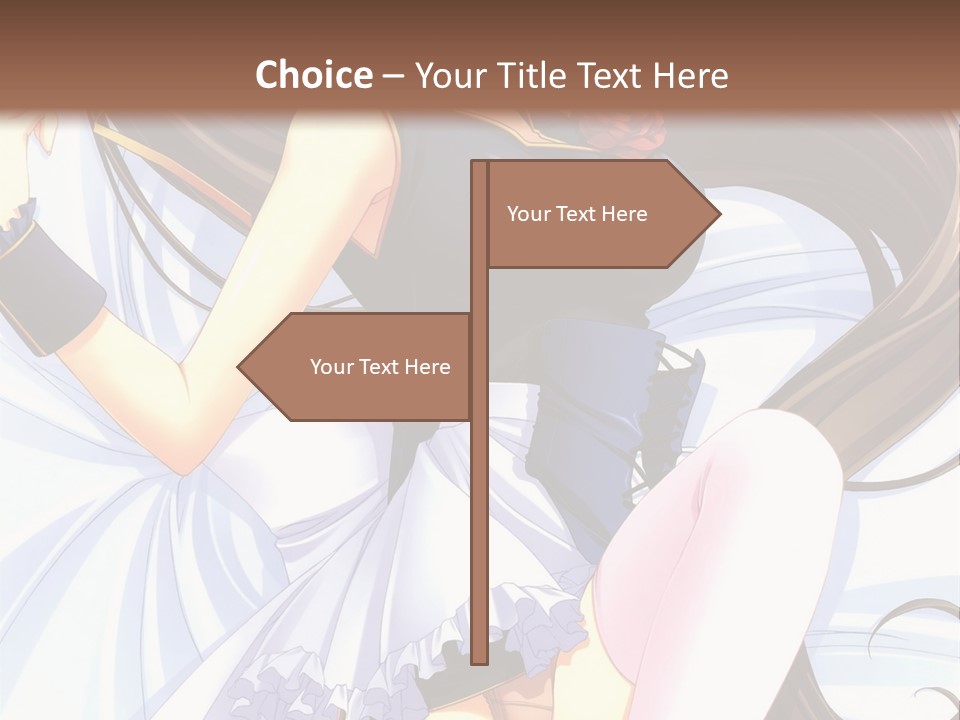 A Girl With Long Brown Hair And A Black Top Is Posing In Front Of A PowerPoint Template