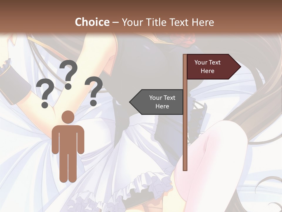 A Girl With Long Brown Hair And A Black Top Is Posing In Front Of A PowerPoint Template