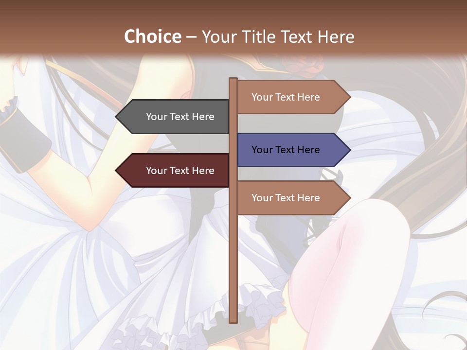 A Girl With Long Brown Hair And A Black Top Is Posing In Front Of A PowerPoint Template