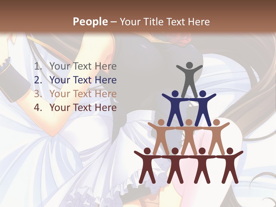 A Girl With Long Brown Hair And A Black Top Is Posing In Front Of A PowerPoint Template