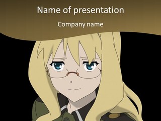 A Woman With Blonde Hair Wearing Glasses And A Hat PowerPoint Template