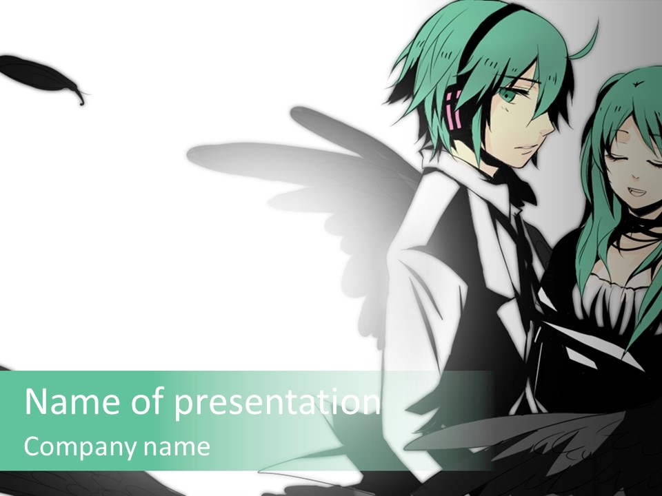 A Couple Of Anime Characters Standing Next To Each Other PowerPoint Template