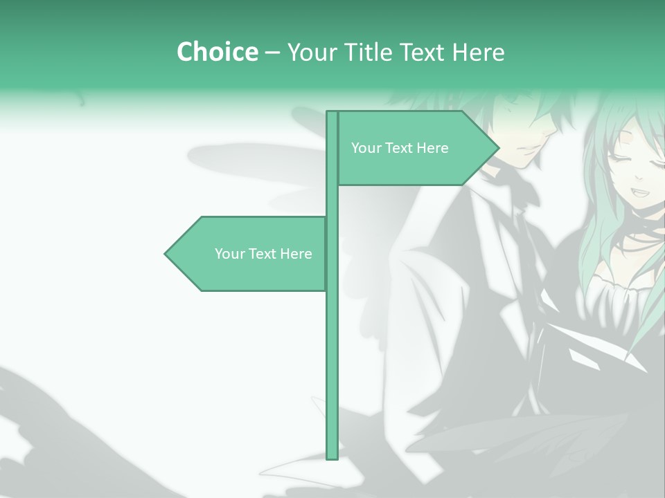 A Couple Of Anime Characters Standing Next To Each Other PowerPoint Template