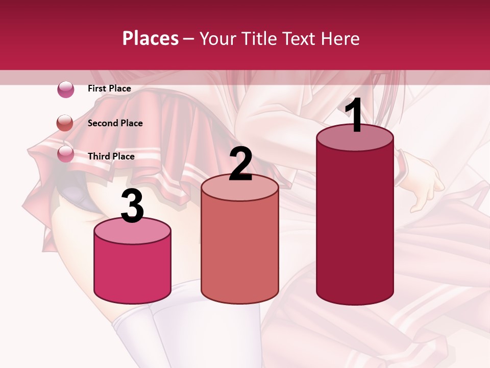 A Woman In A Short Skirt And Stockings Is Standing In Front Of A Red Background PowerPoint Template