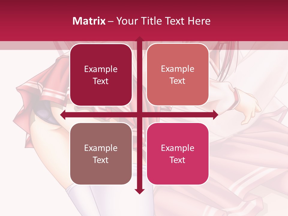 A Woman In A Short Skirt And Stockings Is Standing In Front Of A Red Background PowerPoint Template