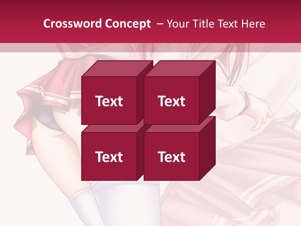 A Woman In A Short Skirt And Stockings Is Standing In Front Of A Red Background PowerPoint Template