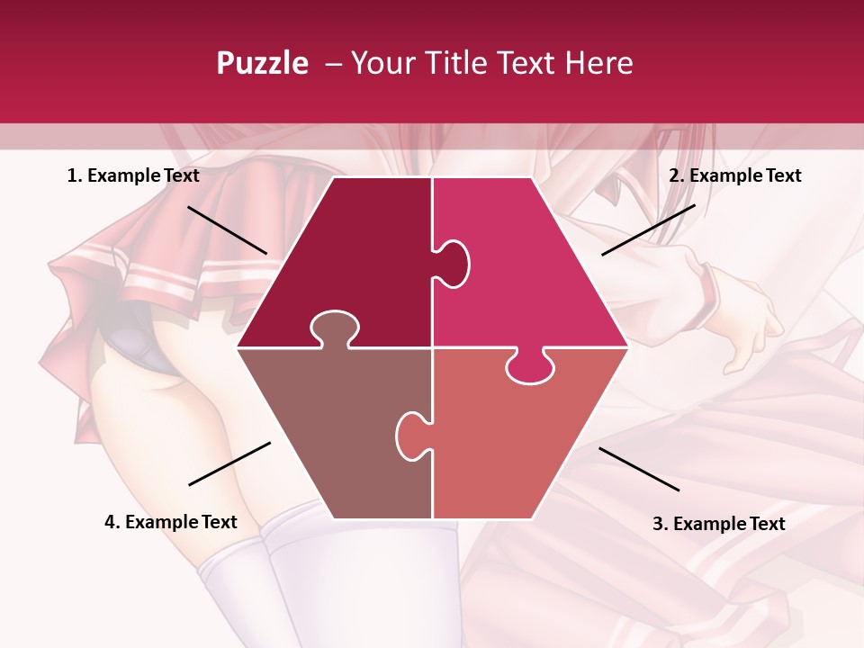 A Woman In A Short Skirt And Stockings Is Standing In Front Of A Red Background PowerPoint Template