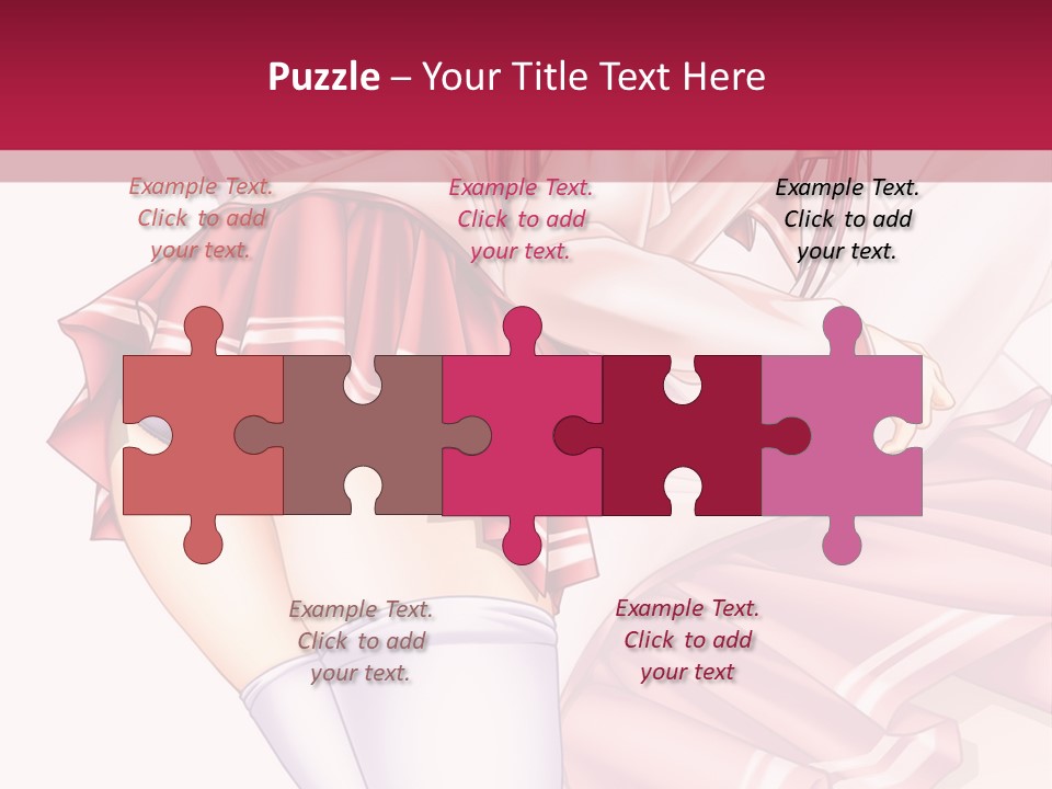 A Woman In A Short Skirt And Stockings Is Standing In Front Of A Red Background PowerPoint Template