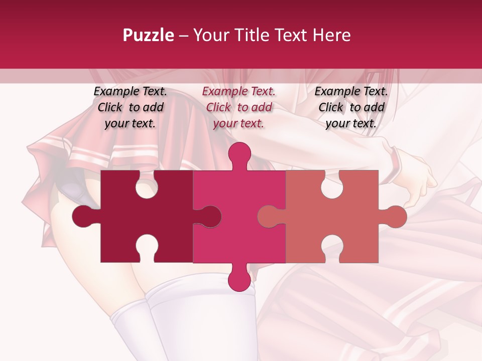 A Woman In A Short Skirt And Stockings Is Standing In Front Of A Red Background PowerPoint Template