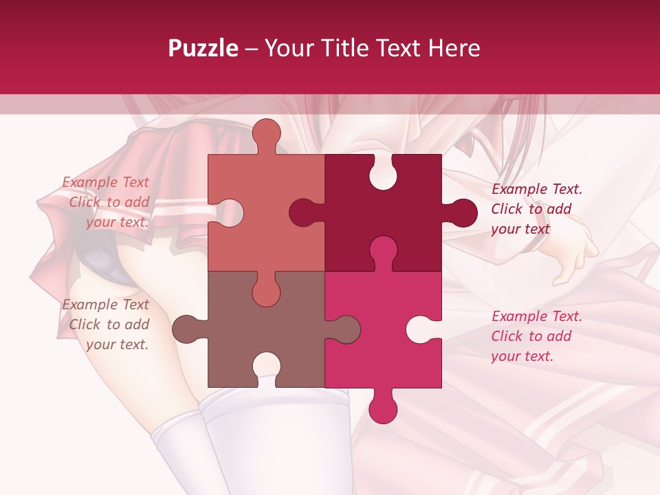 A Woman In A Short Skirt And Stockings Is Standing In Front Of A Red Background PowerPoint Template