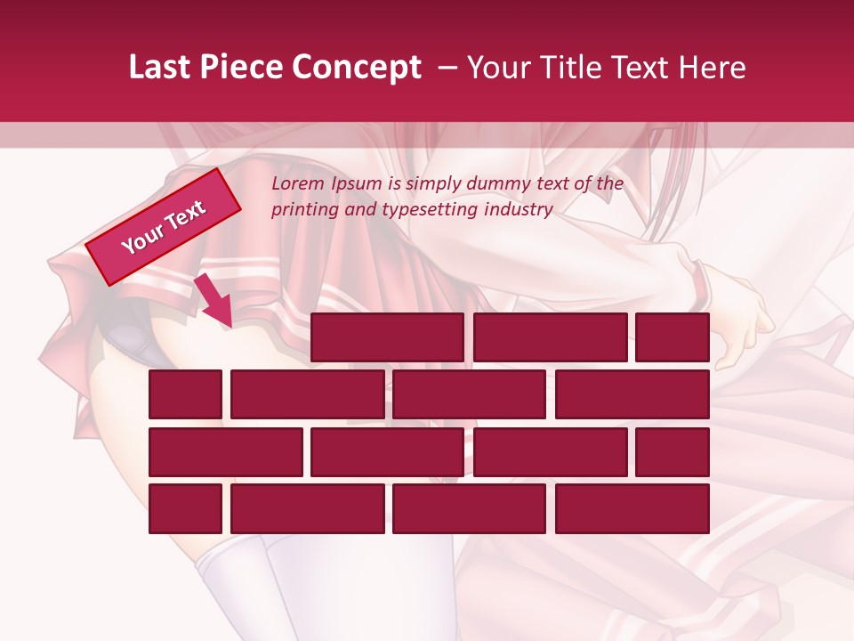 A Woman In A Short Skirt And Stockings Is Standing In Front Of A Red Background PowerPoint Template