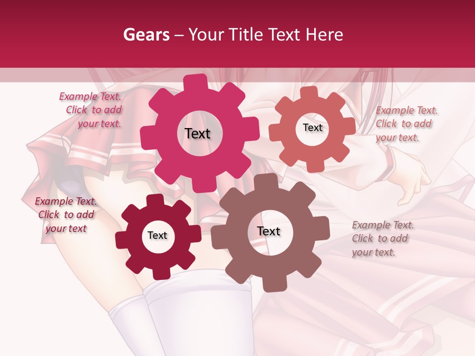 A Woman In A Short Skirt And Stockings Is Standing In Front Of A Red Background PowerPoint Template