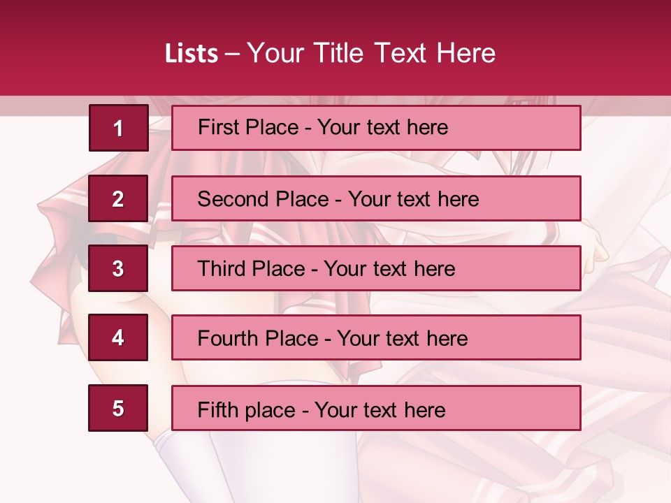 A Woman In A Short Skirt And Stockings Is Standing In Front Of A Red Background PowerPoint Template