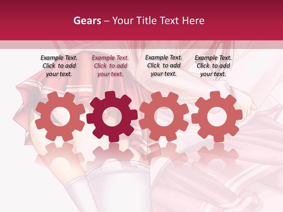 A Woman In A Short Skirt And Stockings Is Standing In Front Of A Red Background PowerPoint Template