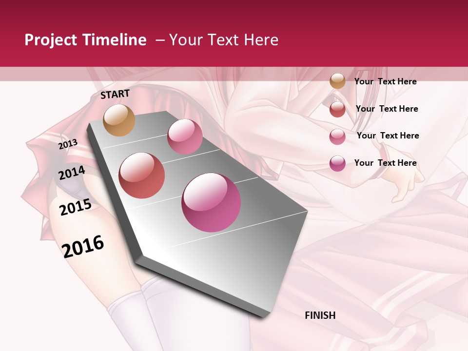 A Woman In A Short Skirt And Stockings Is Standing In Front Of A Red Background PowerPoint Template