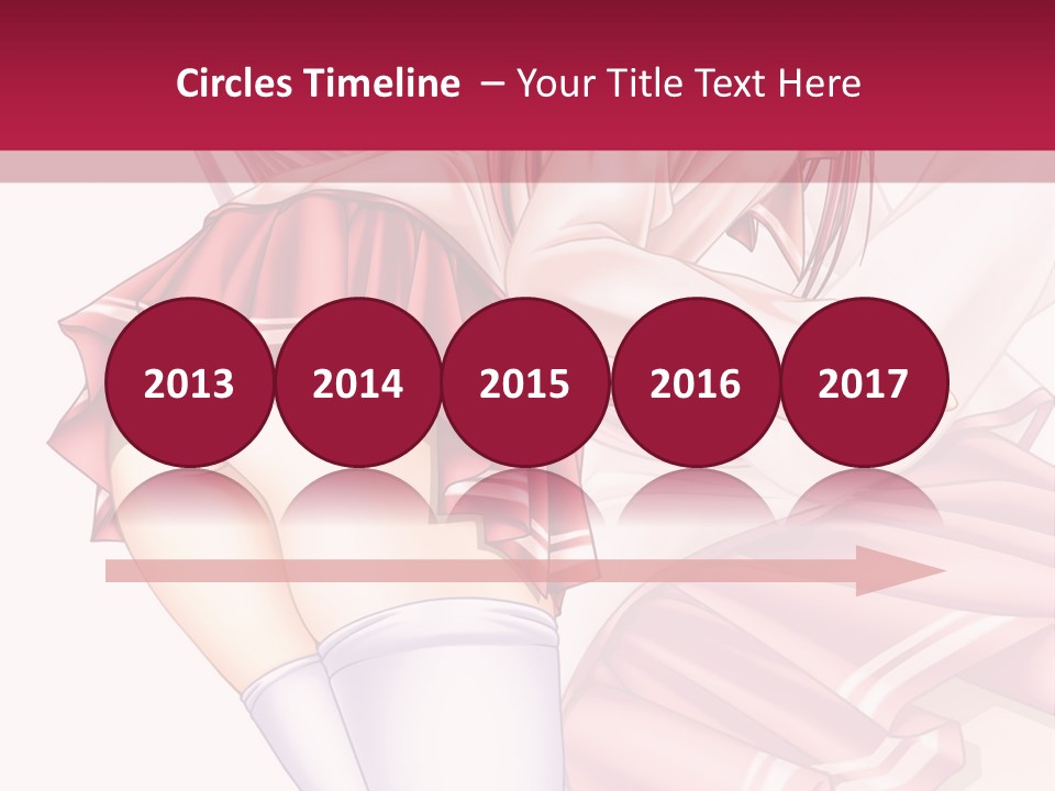 A Woman In A Short Skirt And Stockings Is Standing In Front Of A Red Background PowerPoint Template