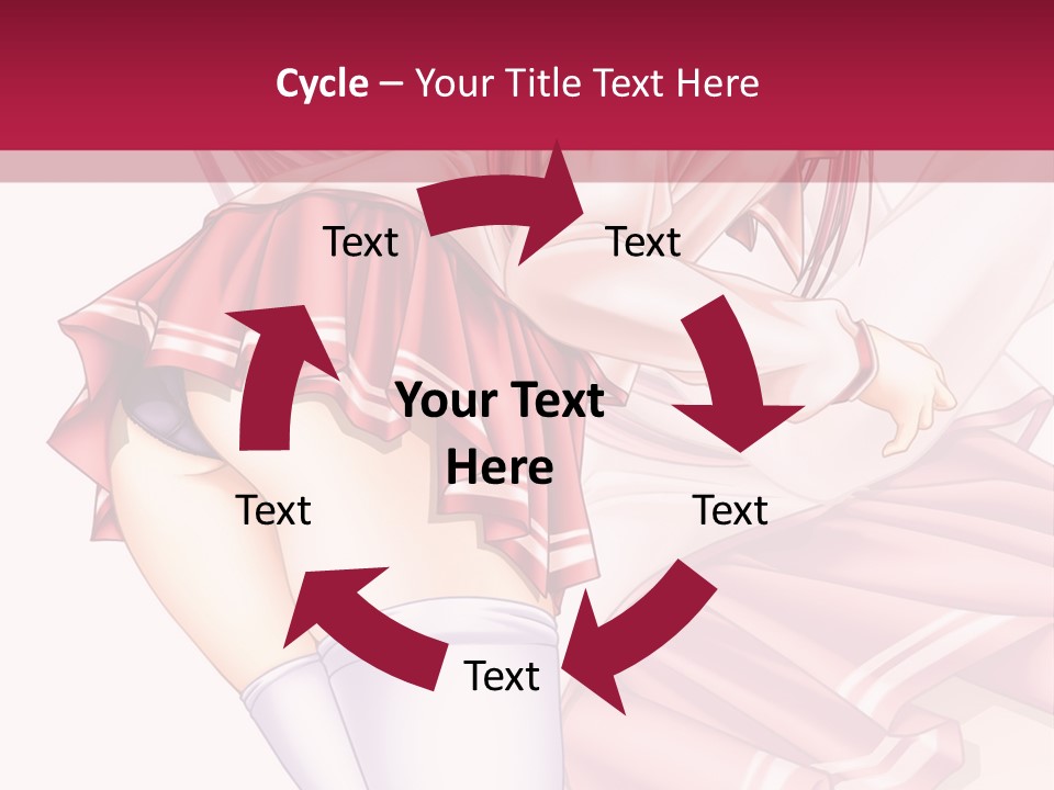 A Woman In A Short Skirt And Stockings Is Standing In Front Of A Red Background PowerPoint Template