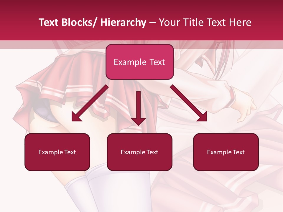 A Woman In A Short Skirt And Stockings Is Standing In Front Of A Red Background PowerPoint Template