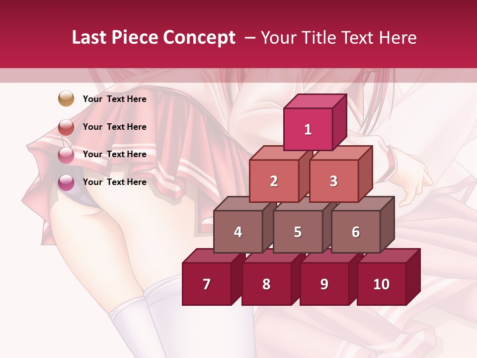 A Woman In A Short Skirt And Stockings Is Standing In Front Of A Red Background PowerPoint Template