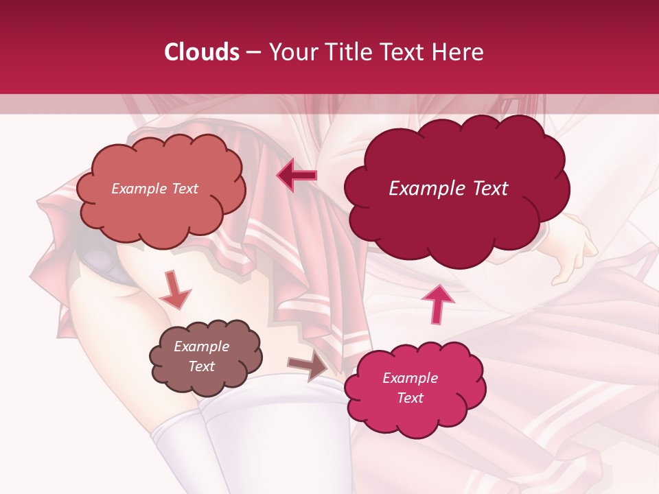 A Woman In A Short Skirt And Stockings Is Standing In Front Of A Red Background PowerPoint Template