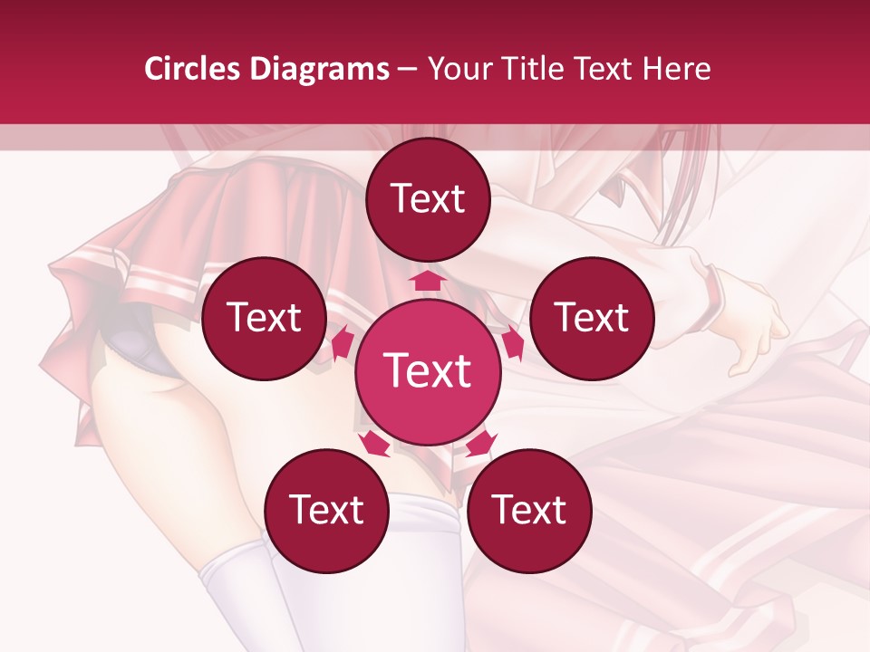 A Woman In A Short Skirt And Stockings Is Standing In Front Of A Red Background PowerPoint Template