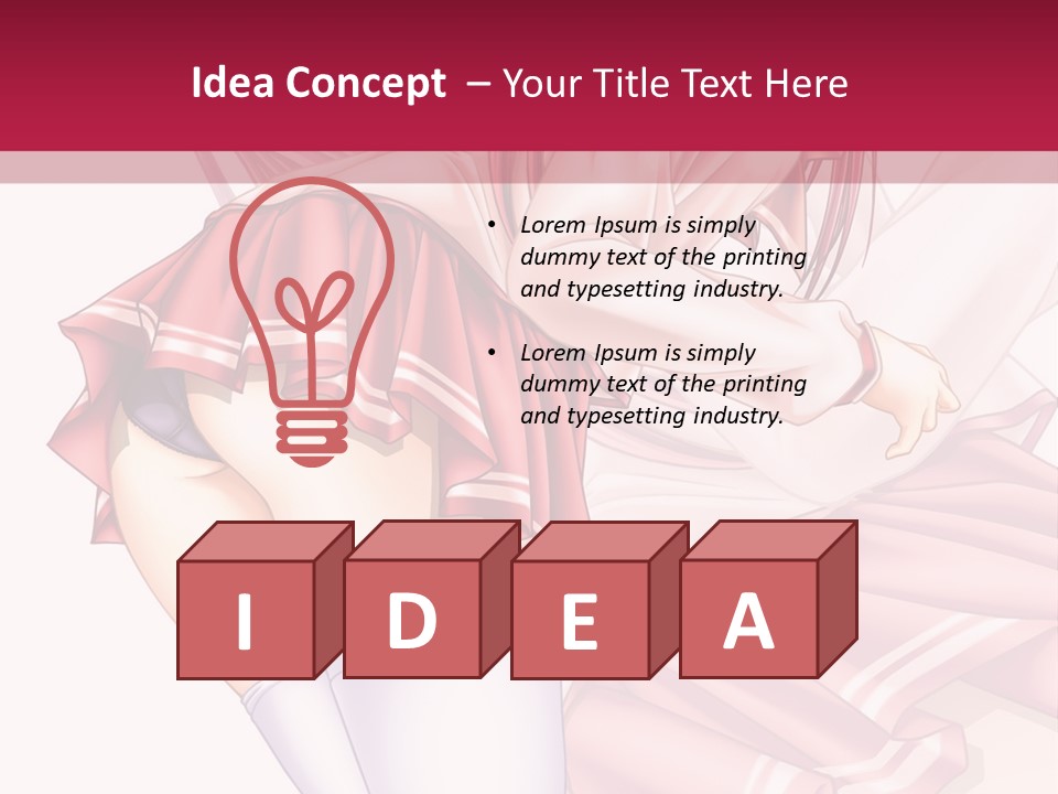 A Woman In A Short Skirt And Stockings Is Standing In Front Of A Red Background PowerPoint Template