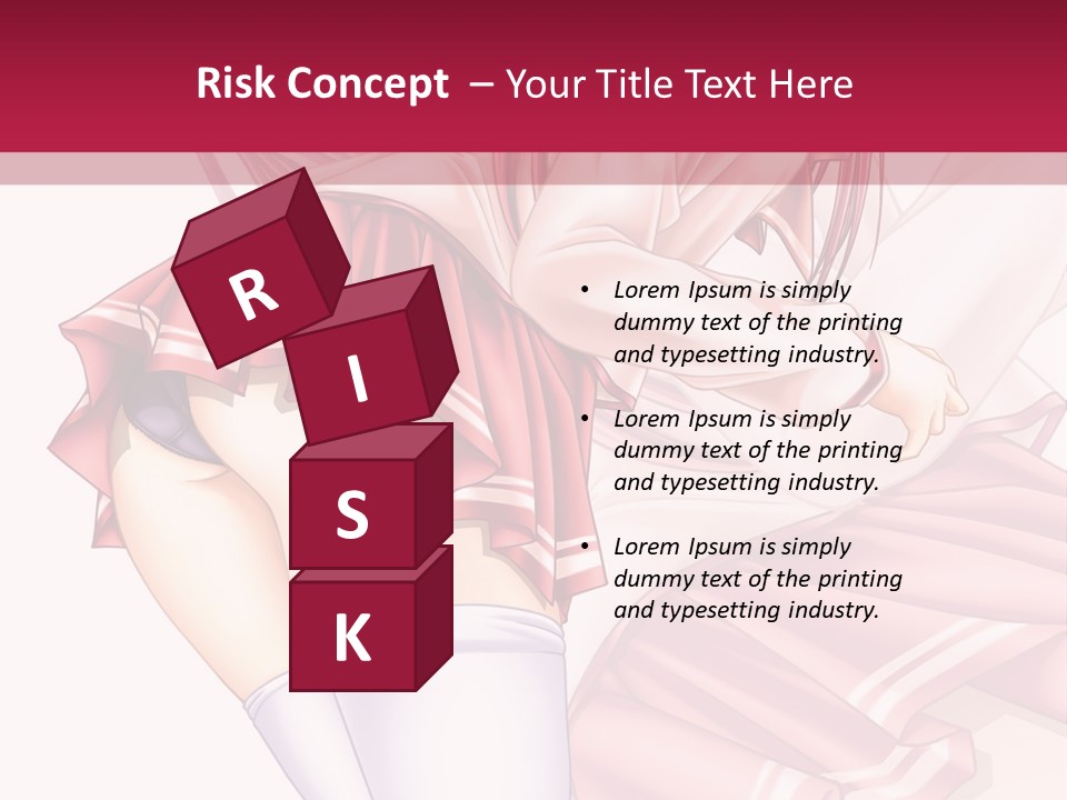 A Woman In A Short Skirt And Stockings Is Standing In Front Of A Red Background PowerPoint Template