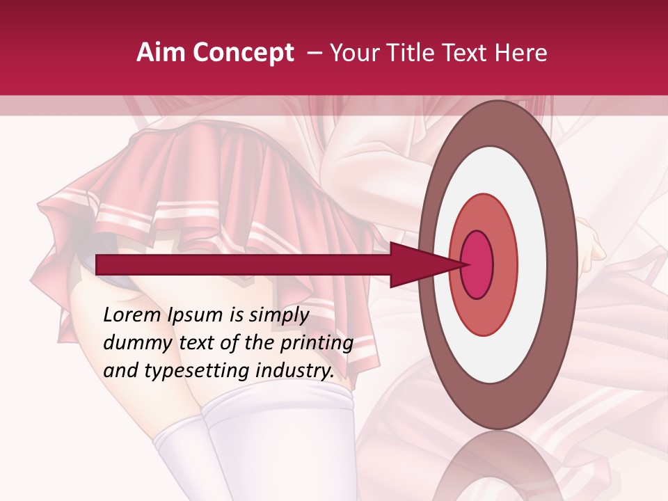 A Woman In A Short Skirt And Stockings Is Standing In Front Of A Red Background PowerPoint Template