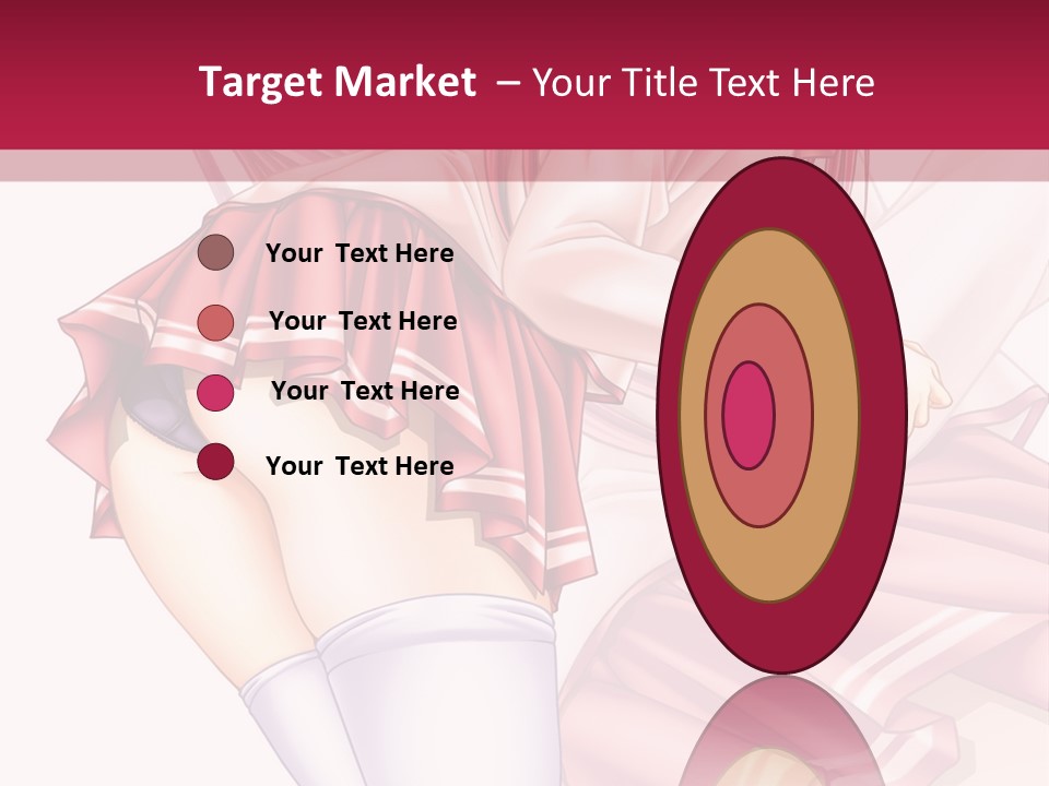 A Woman In A Short Skirt And Stockings Is Standing In Front Of A Red Background PowerPoint Template