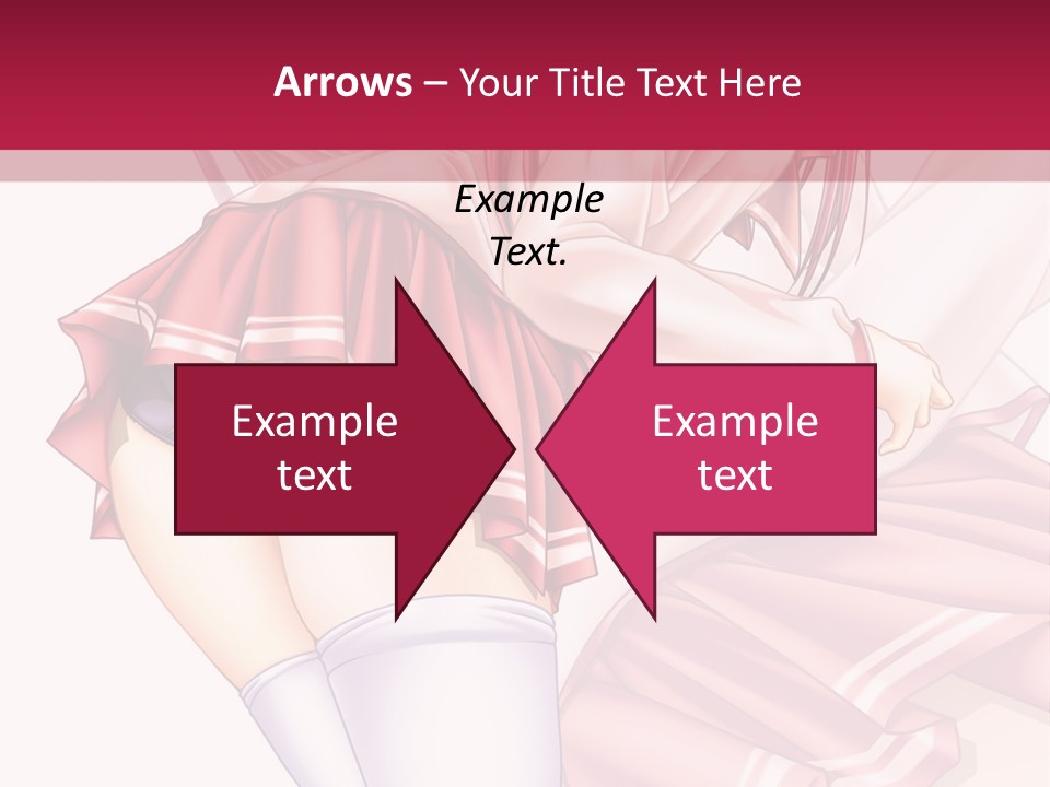 A Woman In A Short Skirt And Stockings Is Standing In Front Of A Red Background PowerPoint Template