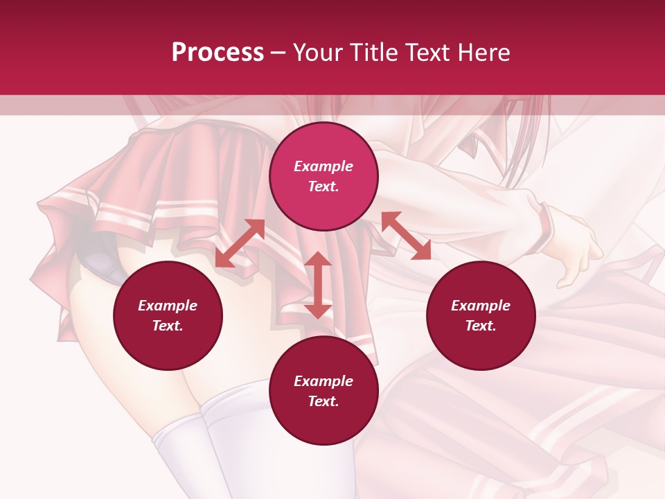 A Woman In A Short Skirt And Stockings Is Standing In Front Of A Red Background PowerPoint Template