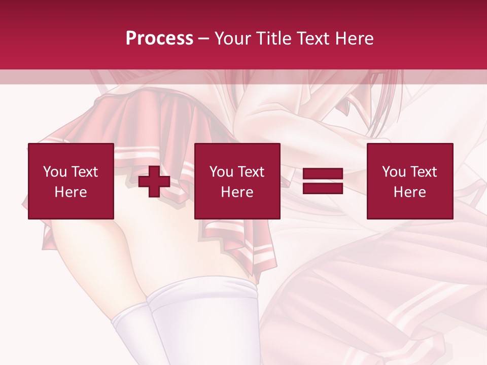 A Woman In A Short Skirt And Stockings Is Standing In Front Of A Red Background PowerPoint Template