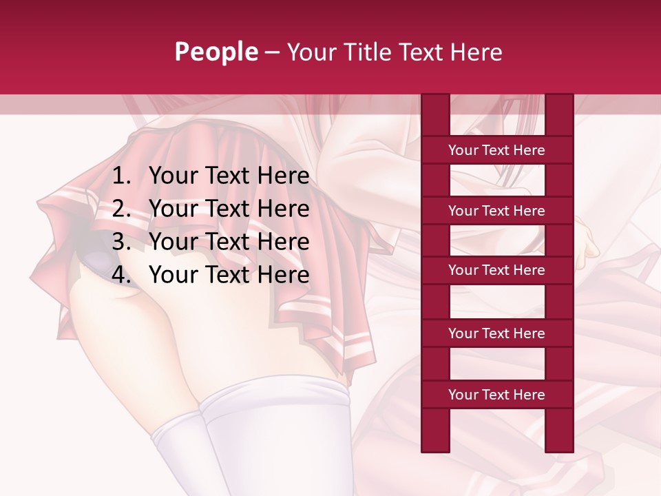 A Woman In A Short Skirt And Stockings Is Standing In Front Of A Red Background PowerPoint Template