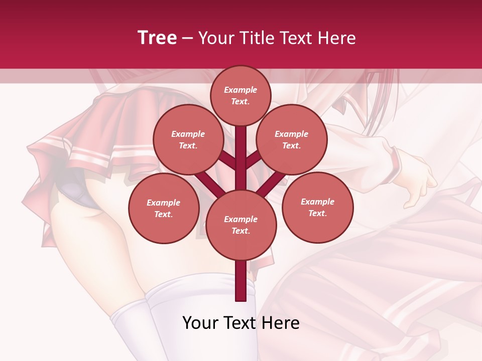 A Woman In A Short Skirt And Stockings Is Standing In Front Of A Red Background PowerPoint Template