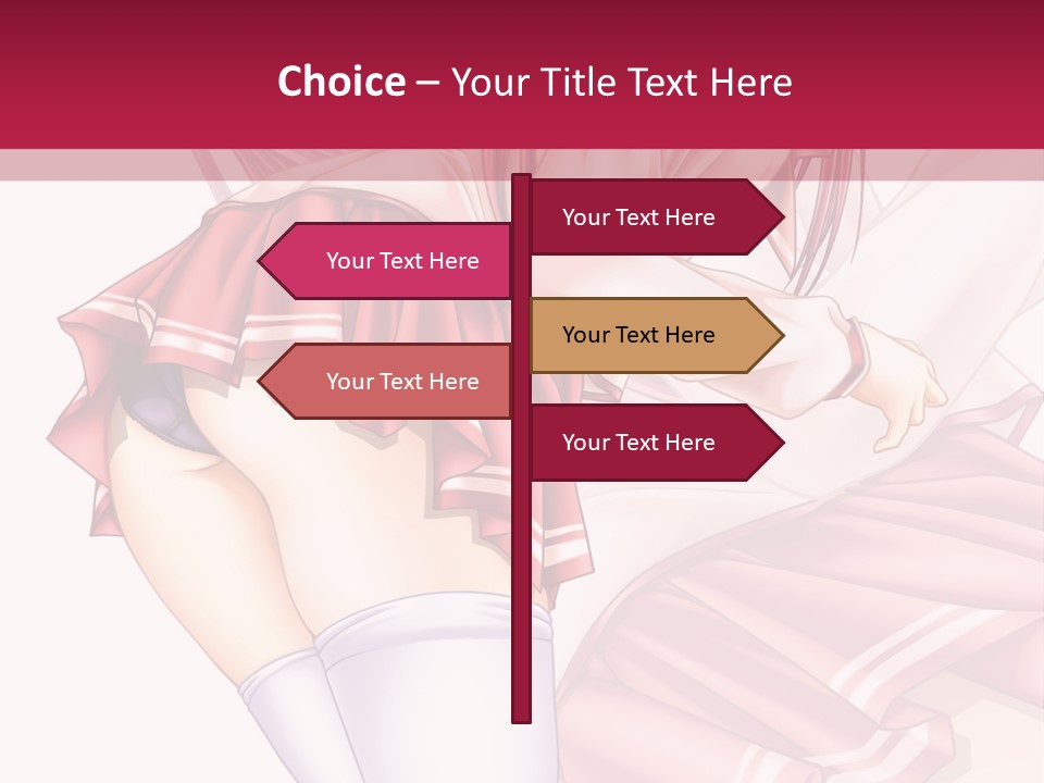 A Woman In A Short Skirt And Stockings Is Standing In Front Of A Red Background PowerPoint Template