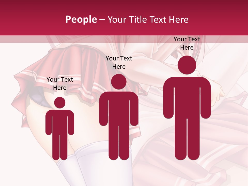 A Woman In A Short Skirt And Stockings Is Standing In Front Of A Red Background PowerPoint Template