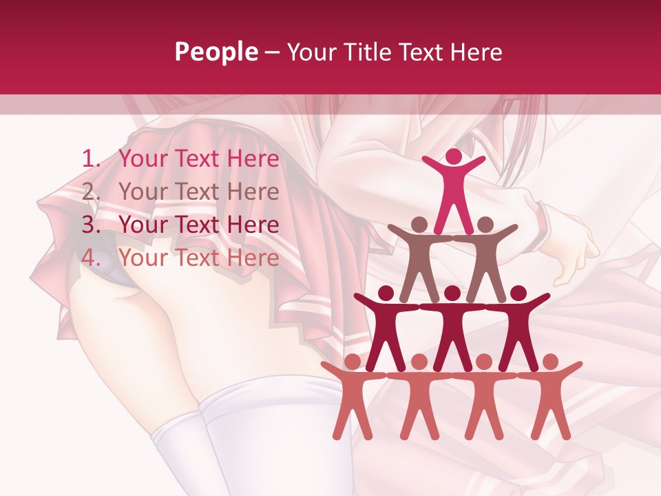 A Woman In A Short Skirt And Stockings Is Standing In Front Of A Red Background PowerPoint Template