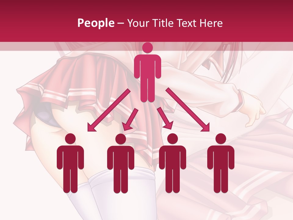 A Woman In A Short Skirt And Stockings Is Standing In Front Of A Red Background PowerPoint Template