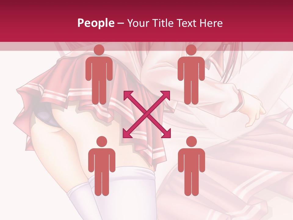 A Woman In A Short Skirt And Stockings Is Standing In Front Of A Red Background PowerPoint Template