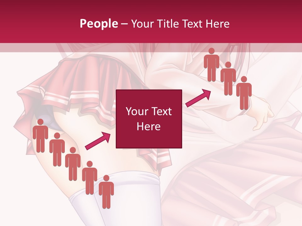 A Woman In A Short Skirt And Stockings Is Standing In Front Of A Red Background PowerPoint Template